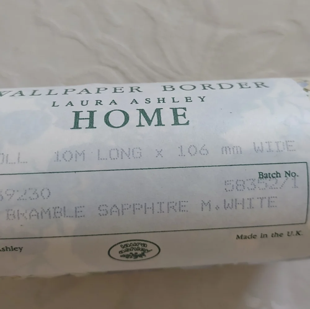 Laura Ashley Home wallpaper border Bramble Sapphire white floral